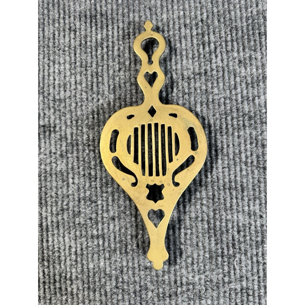 Antique Brass Heart Shaped Trivet Gold Decorative Hearts‎ Design 10x5 in